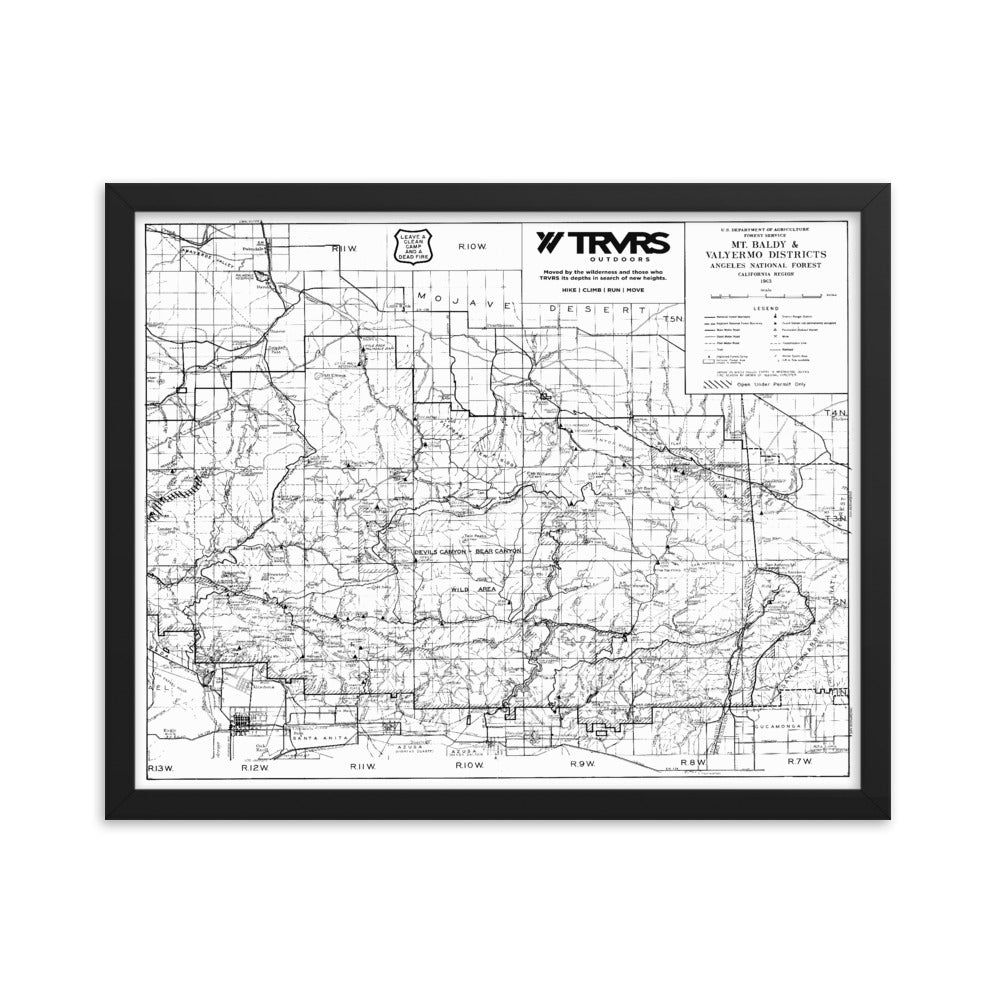 16x20-- Framed Angeles National Forest Map Poster
