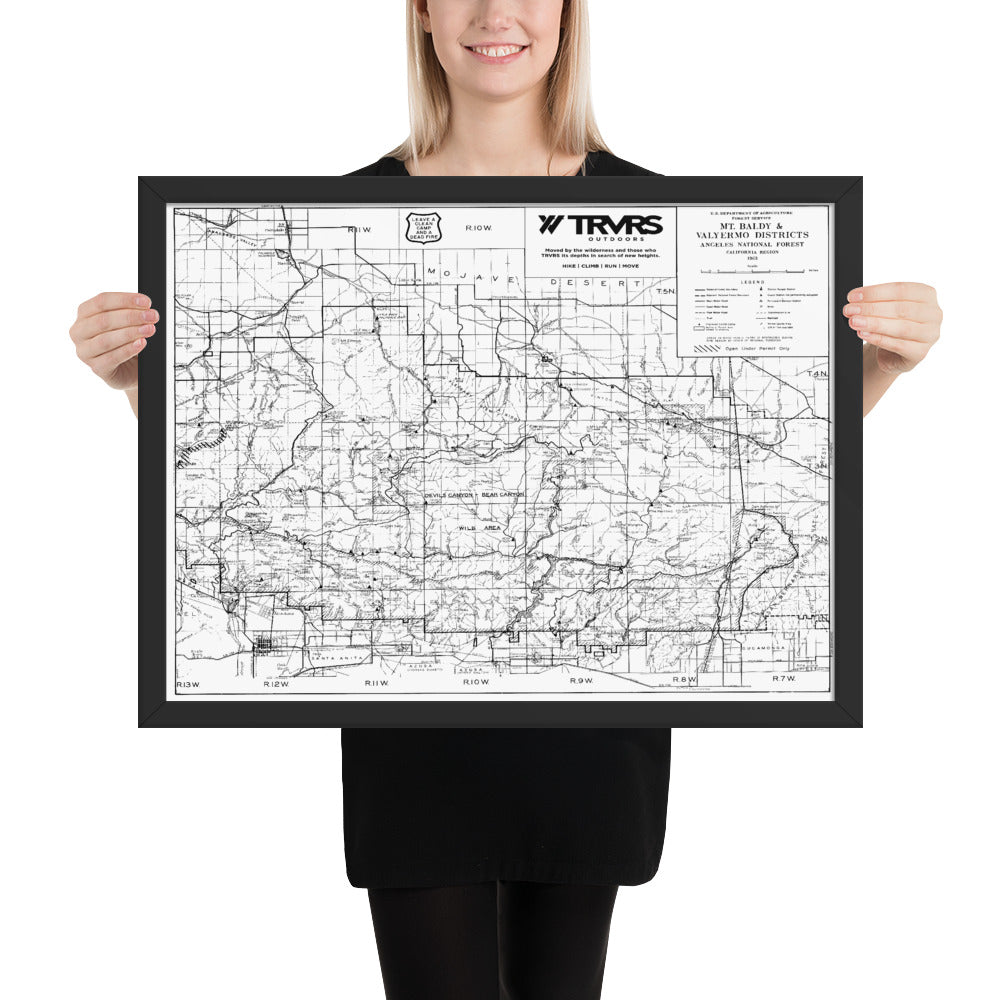 Framed Angeles National Forest Map Poster