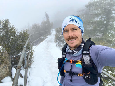 Aaron Flynn TRVRS Head Wrap Mount Wilson TRVRS Outdoors  San Gabriel Mountains Clothing Apparel Hiking Trail Running Mountaineering
