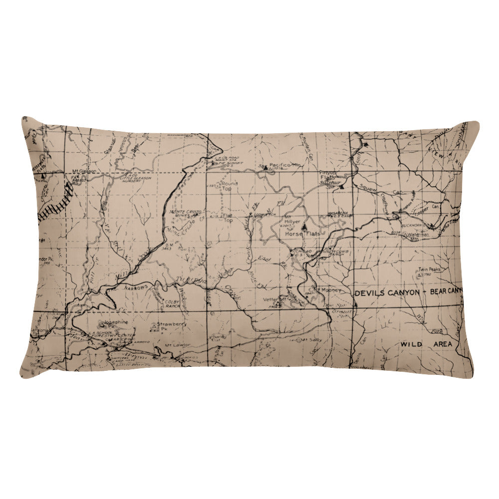 Angeles Forest Map Premium Throw Pillow (20x12) - BEIGE | TRVRS APPAREL