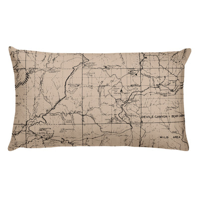 Angeles Forest Map Premium Throw Pillow (20x12) - BEIGE | TRVRS APPAREL