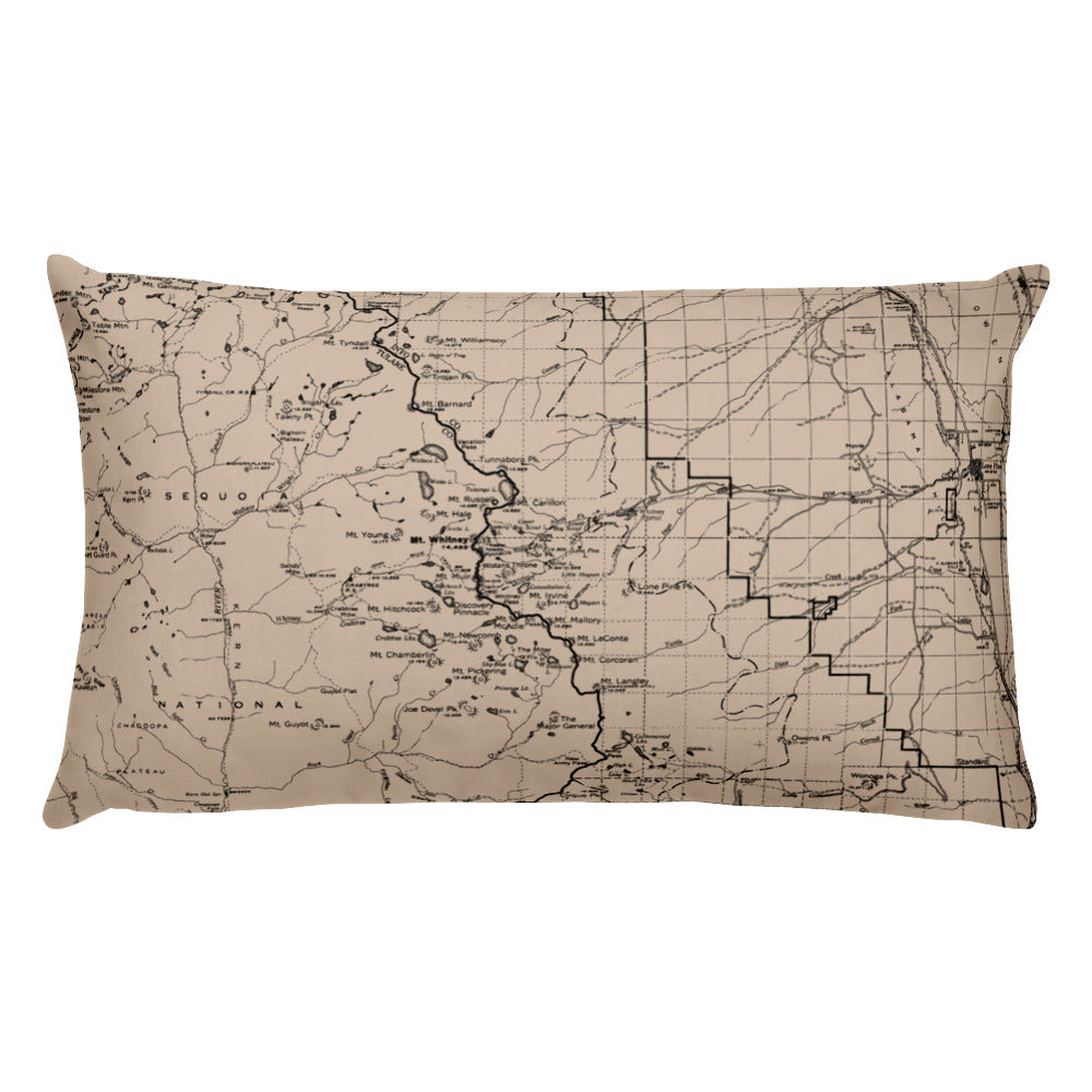 Sierra Nevada Map Premium Throw Pillow (20x12) - BEIGE | TRVRS APPAREL