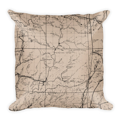 Angeles Forest Map Premium Throw Pillow (18X18) - BEIGE | TRVRS APPAREL