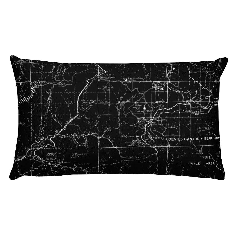 Angeles Forest Map Premium Throw Pillow (20x12) - BLACK | TRVRS APPAREL