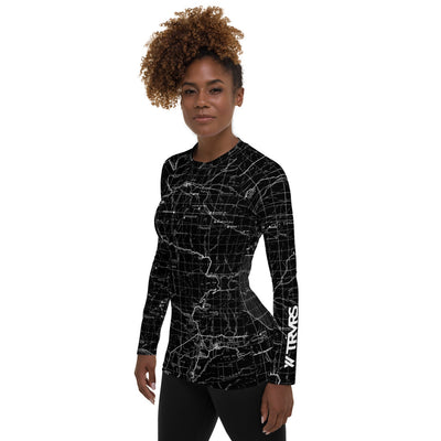Black - Los Padres Map Women's Base Layer | TRVRS Outdoors, Hiking Apparel, Trail Running Clothing, Mt. Pinos, Ojai National Forest