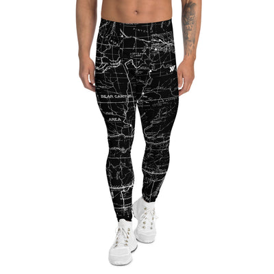 Black - San Gabriel Map Men's Performance Tights | TRVRS Outdoors Hiking Apparel, Trail Running Clothing