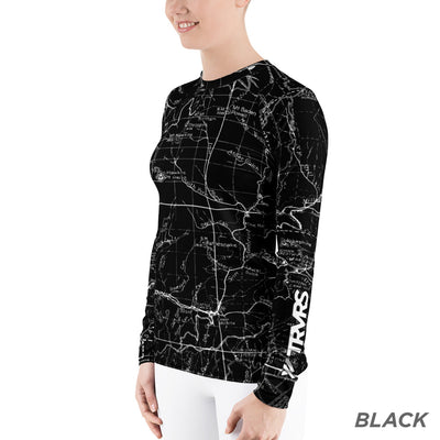 Black, San gabriel Map- All Over Print Women's Base Layer | TRVRS Outdoors Hiking Apparel, Trail Running Clothing