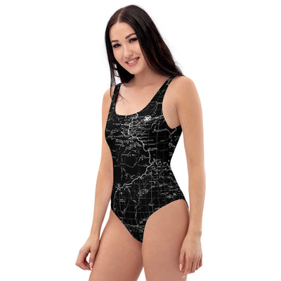 Black- Sierra Nevada One-Piece Swimsuit | TRVRS Outdoors hiking apparel, trail running clothing