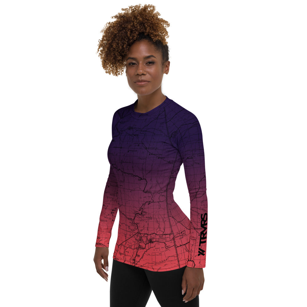 Cosmic Romance - Los Padres Map Women's Base Layer | TRVRS Outdoors, Hiking Apparel, Trail Running Clothing, Mt. Pinos, Ojai National Forest