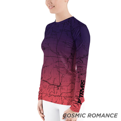 Cosmic Romance, San gabriel Map- All Over Print Women's Base Layer | TRVRS Outdoors Hiking Apparel, Trail Running Clothing