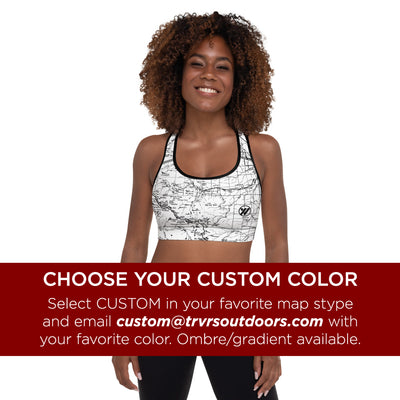 CUSTOM COLOR- Sports Bra Front Mockup | TRVRS Outdoors hiking, trail running clothing, mountaineering apparel