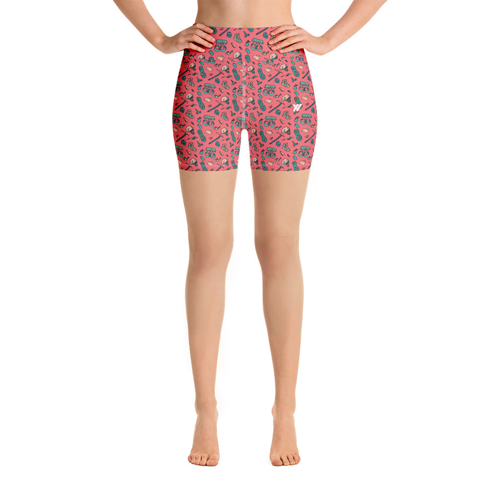 HIKER TRASH-All Over Print Women's Yoga Shorts | TRVRS Outdoors, Hiking, trail running, mountaineering apparel 