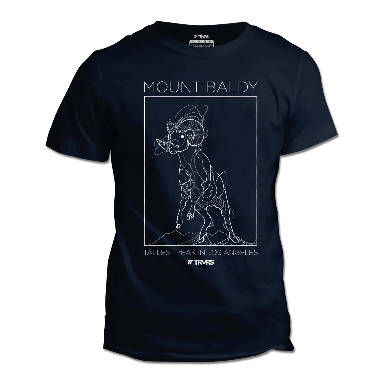 Mount Baldy Big Horn Tee V2 - NAVY | TRVRS Outdoors, hiking apparel, san gabriel mountains, angeles national forest, trail running, mountaineering