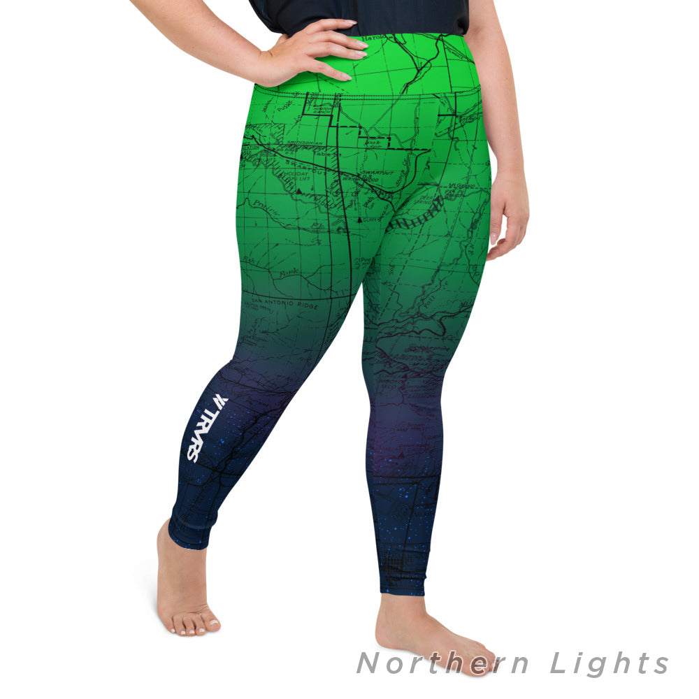 Northern Lights, Right- San Gabriel Map Women's Leggings (plus size)