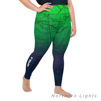 Northern Lights, Right- San Gabriel Map Women's Leggings (plus size)
