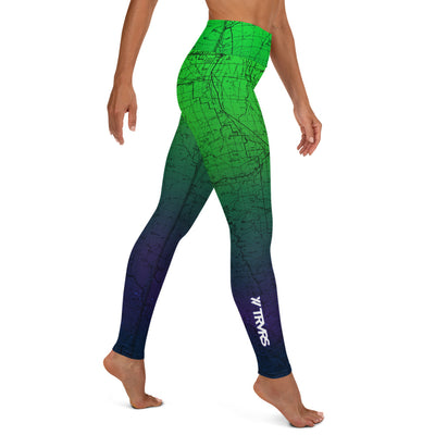 Northern Lights- Sierra Nevada Map All Over Print Women's Leggings | TRVRS Outdoors, Hiking, trail running, mountaineering apparel 