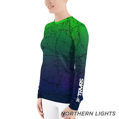 Northern Lights, San gabriel Map- All Over Print Women's Base Layer | TRVRS Outdoors Hiking Apparel, Trail Running Clothing