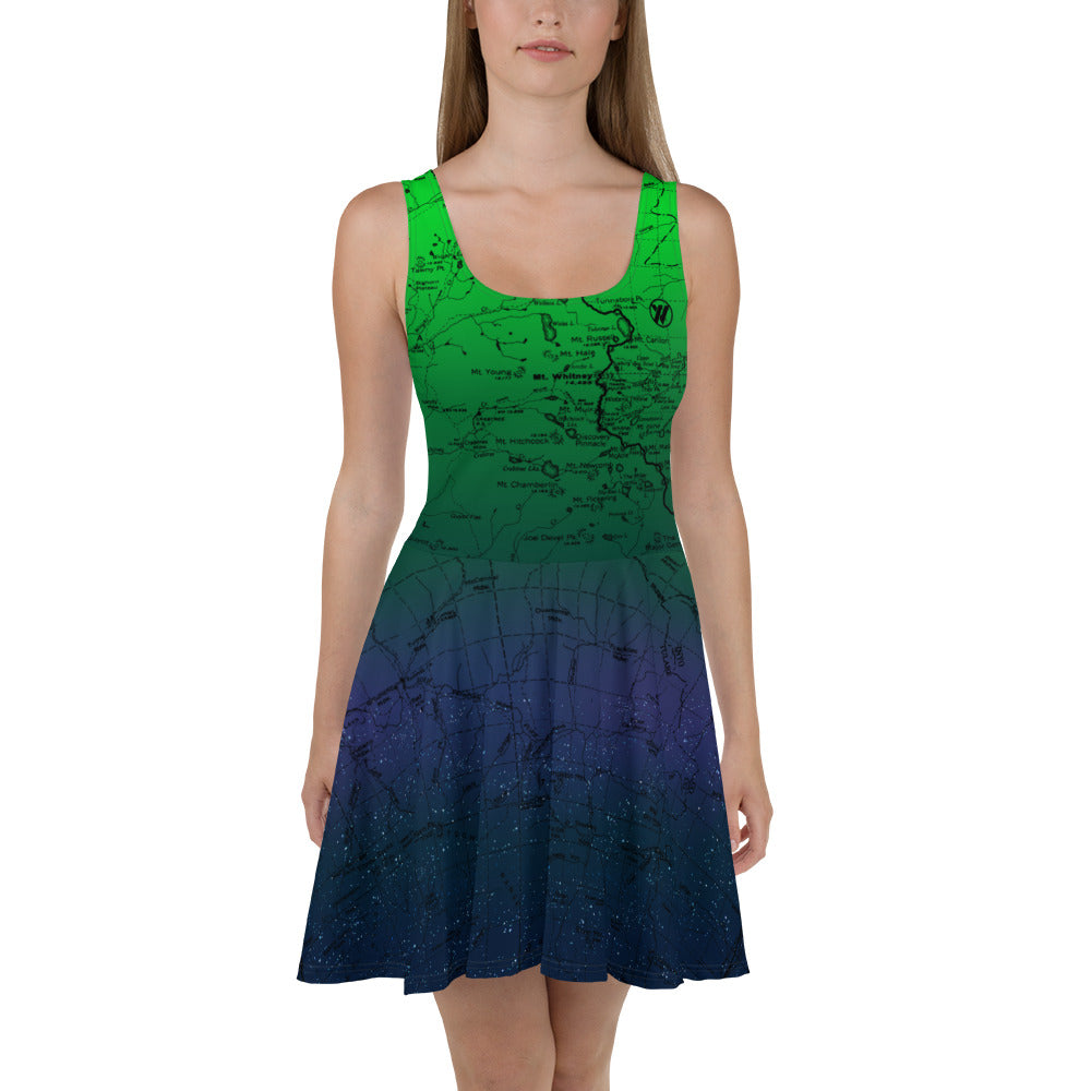 Northern Lights, Sierra Nevada Map Hiking Dress | TRVRS Outdoors Hiking Apparel, Trail Running Clothing