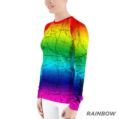 Rainbow, San gabriel Map- All Over Print Women's Base Layer | TRVRS Outdoors Hiking Apparel, Trail Running Clothing