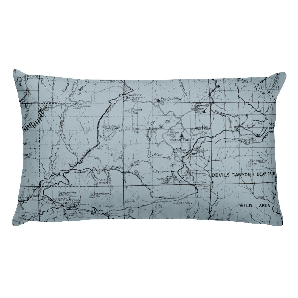 Angeles Forest Map Premium Throw Pillow (20x12) - SMOKE BLUE | TRVRS APPAREL
