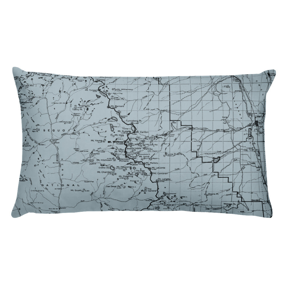 Sierra Nevada Map Premium Throw Pillow (20x12) - SMOKE BLUE | TRVRS APPAREL