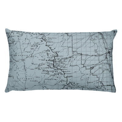 Sierra Nevada Map Premium Throw Pillow (20x12) - SMOKE BLUE | TRVRS APPAREL