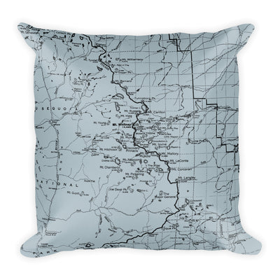 Sierra Nevada Map Premium Throw Pillow (18x18) - SMOKE BLUE | TRVRS APPAREL