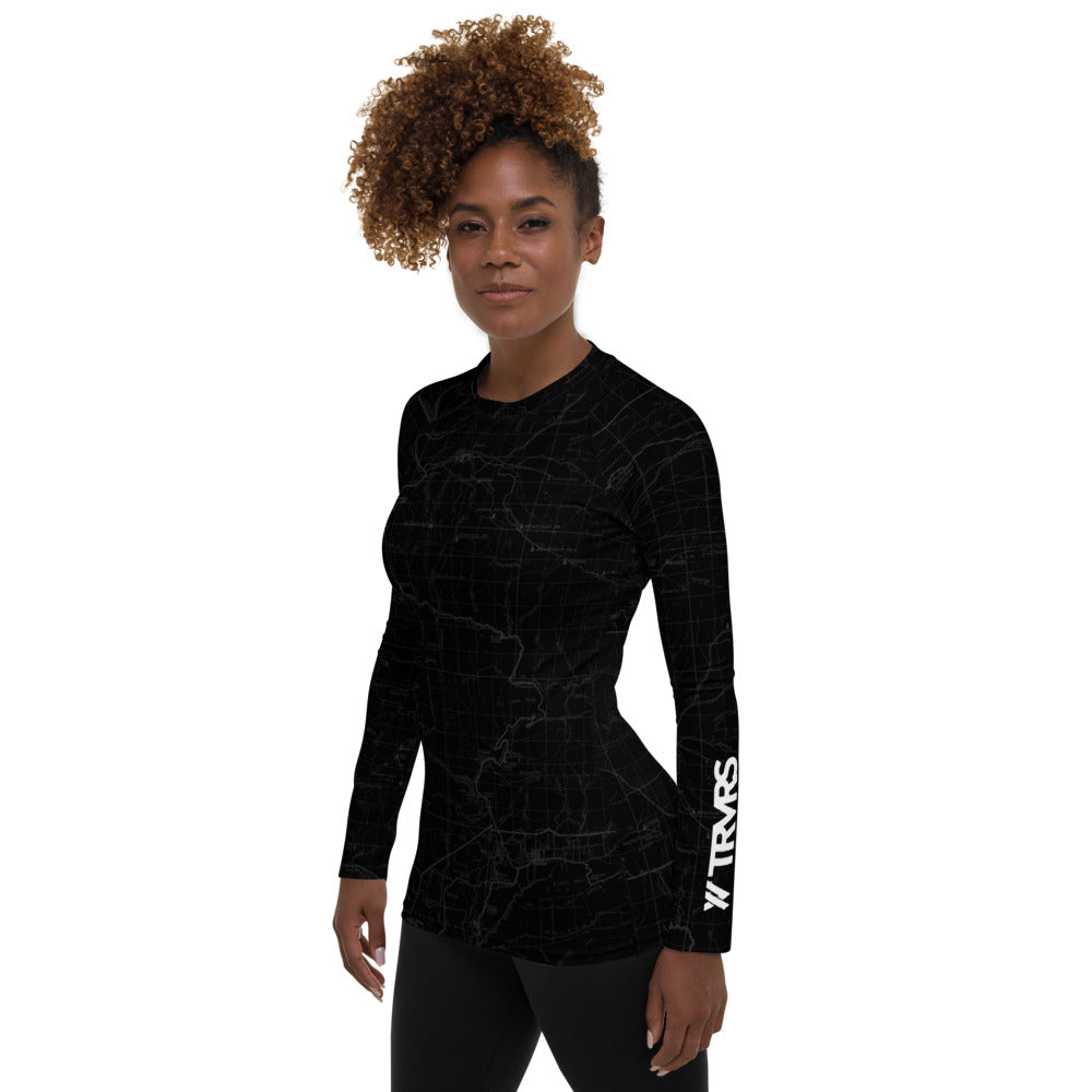 Smoke - Los Padres Map Women's Base Layer | TRVRS Outdoors, Hiking Apparel, Trail Running Clothing, Mt. Pinos, Ojai National Forest