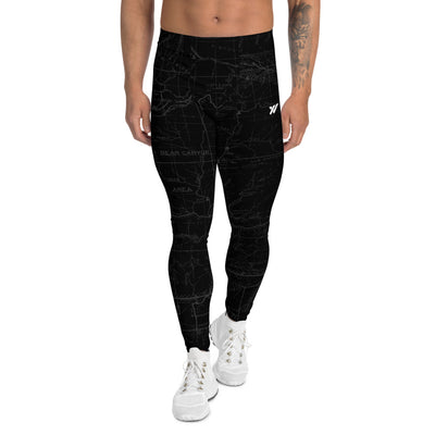 Smoke- San Gabriel Map Men's Performance Tights | TRVRS Outdoors Hiking Apparel, Trail Running Clothing