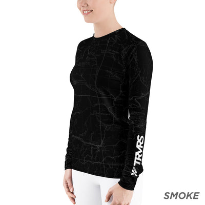 Smoke, San gabriel Map- All Over Print Women's Base Layer | TRVRS Outdoors Hiking Apparel, Trail Running Clothing
