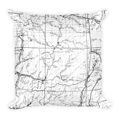 Angeles Forest Map Premium Throw Pillow (18X18) - WHITE | TRVRS APPAREL