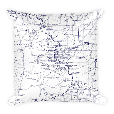 Sierra Nevada Map Premium Throw Pillow (18x18) - WHITE | TRVRS APPAREL
