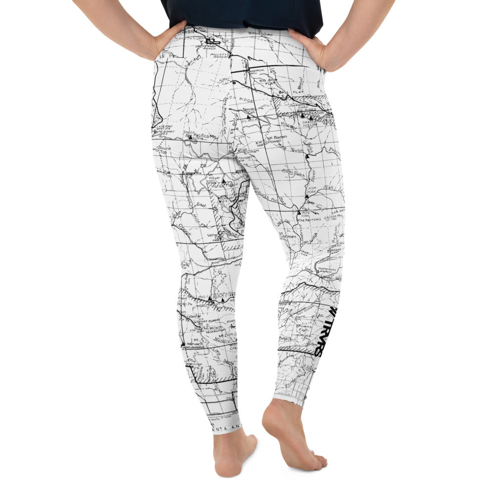 White, Back- San Gabriel Map Women's Leggings (plus size)