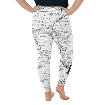 White, Back- Sierra Nevada Map Women's Leggings (plus size)