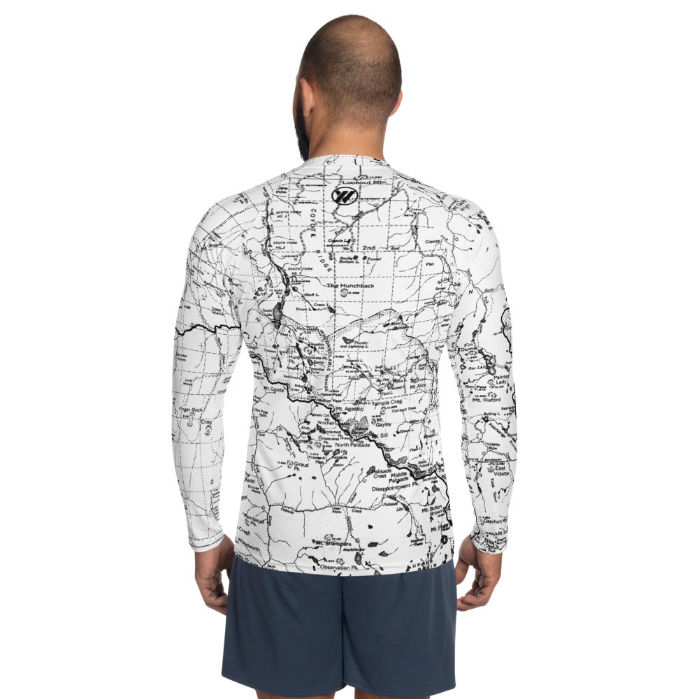 White, Back - Sierra Nevada Map Men's Base Layer | TRVRS Outdoors Hiking Apparel, Trail Running Clothing
