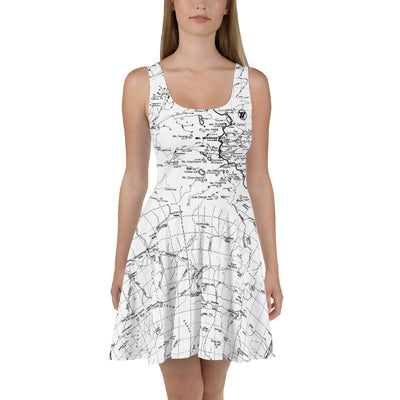 White, Sierra Nevada Map Hiking Dress | TRVRS Outdoors Hiking Apparel, Trail Running Clothing