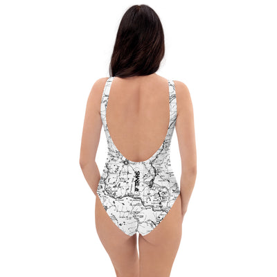 White, back- Sierra Nevada One-Piece Swimsuit | TRVRS Outdoors hiking apparel, trail running clothing
