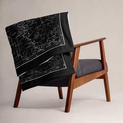 Sierra Nevada Map Throw Blanket - BLACK (Folded on chair)