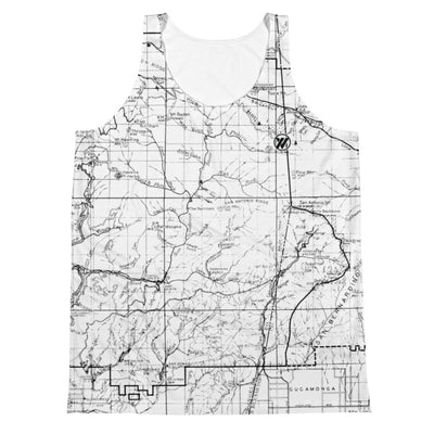 Unisex All Over Print Jersey Tank Top - BLACK/WHITE (ANGELES FOREST MAP) | TRVRS Apparel
