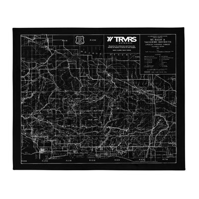 San Gabriel Map Throw Blanket - BLACK