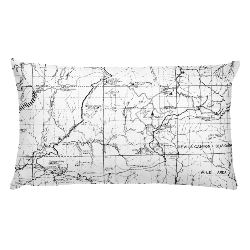 Angeles Forest Map Premium Throw Pillow (20x12) - WHITE | TRVRS APPAREL
