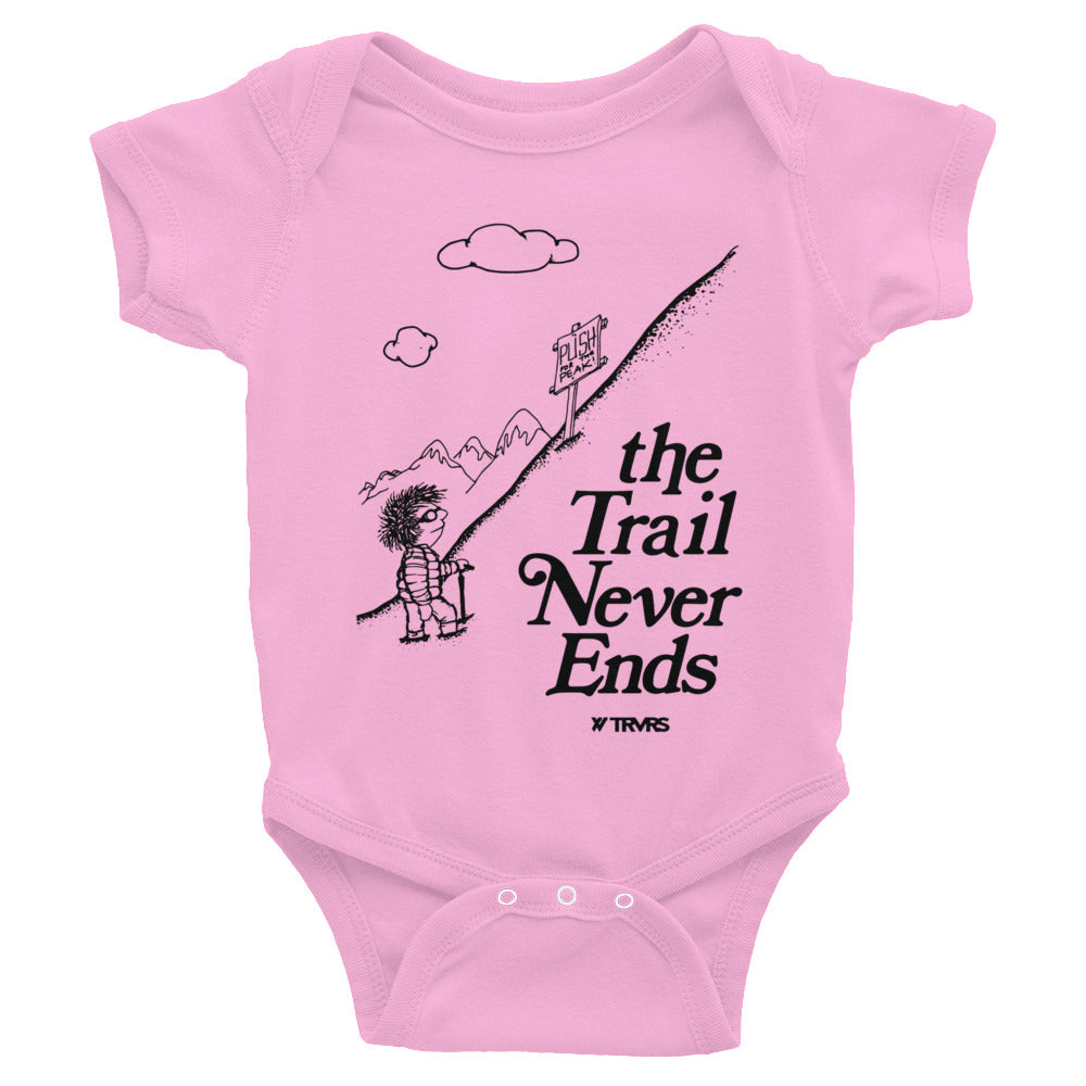 Trail Never Ends Infant Body Suit- PINK | TRVRS APPAREL