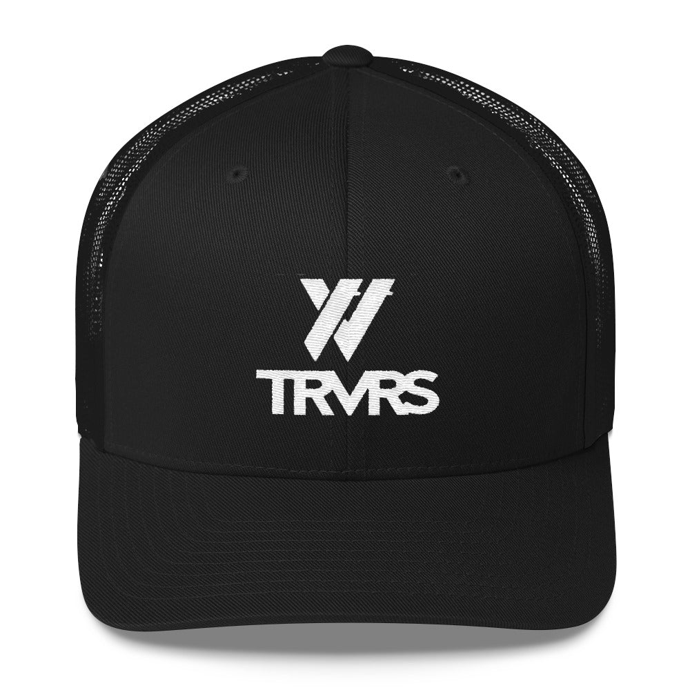 TRVRS Logotype Trucker - WHITE/BLACK | TRVRS APPAREL (San Gabriel Mountains, Sierra Nevada Mountains)