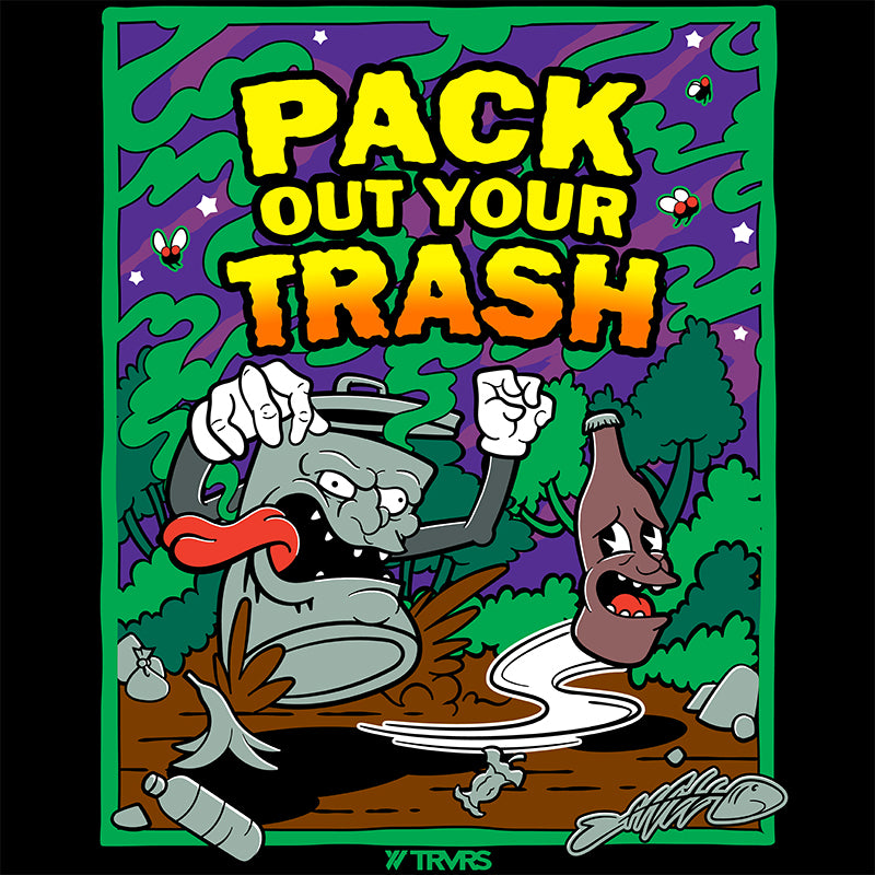 BLACK- Pack Out Your Trash Recycled SS Tee | TRVRS Outdoors