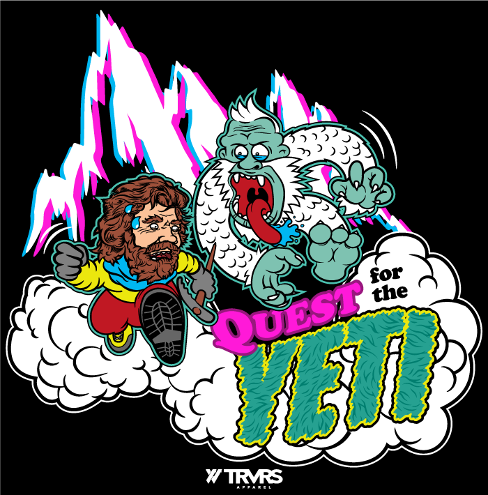 Quest for the Yeti Short Sleeve Tee - Artwork | TRVRS APPAREL (Himalayan Mountains, Tee Shirt, Reinhold Messner, My Quest For The Yeti, Sierra Nevada Mountains)