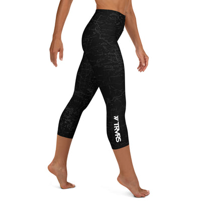 SIERRA NEVADA MAP-SMOKE-All Over Print Women's Capri Leggings | TRVRS Outdoors, Hiking, trail running, mountaineering apparel 