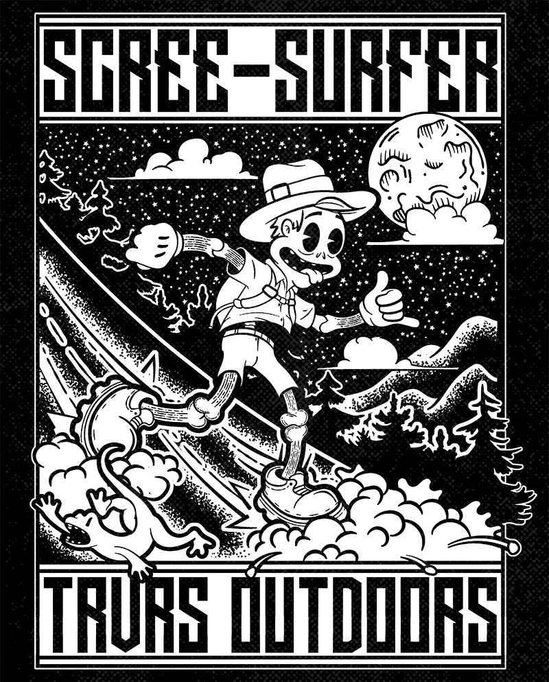 Textured Scree Surfer T-Shirt Artwork - Black And White | TRVRS Outdoors